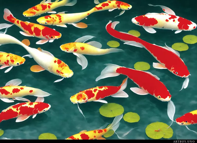 Colorful koi carp in a waterly pond