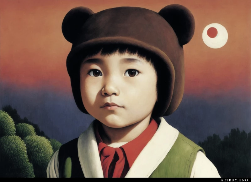 Красивый маленький мальчик в костюме киборга-медведя, работа в кентаро миура, сделанная в бездне и росдро